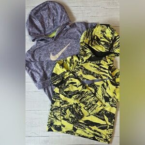 Nike Boys Medium Hoodie Bundle Dri-FIT Gray Neon Athletic Sweatshirts